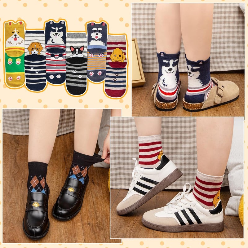 Socksfad Store 5-6 Pairs Women's Cute Cat Socks Gifts, Funny Novelty Animal Print Crew Cotton Socks Christmas Gifts for Women Girls - Image 5